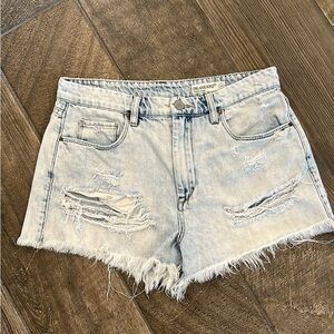Blank NYC Light Denim Distressed Jean Shorts